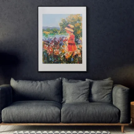 Jonh Joarpell - Niña en Jardín 20x25 oscuro
