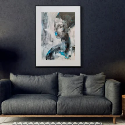 Cata Rebolledo - monocromo y azul turquesa 50x70 oscuro