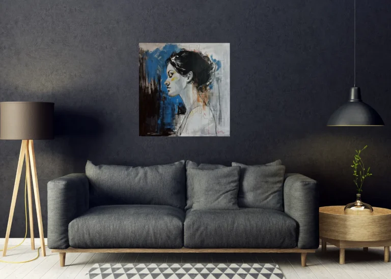 La galería ambulante Anjela U. Lobos Madrugada azul 80x80 oscuro