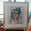 Anjela U. Lobos - Rostro de mujer azul 50x70